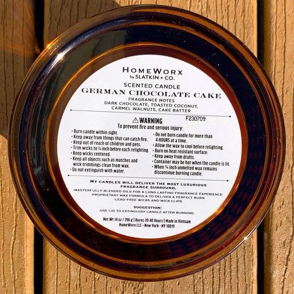 🆕GERMAN CHOCOLATE CAKE HARRY SLATKIN HOMEWORX 3 WICK, 14oz CANDLE NWTS! - Picture 3 of 5